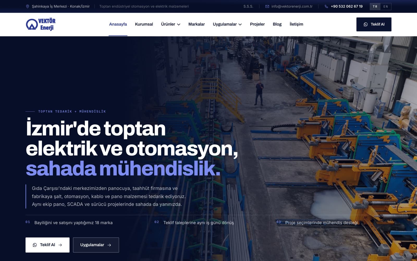 Vektör Enerji web sitesi